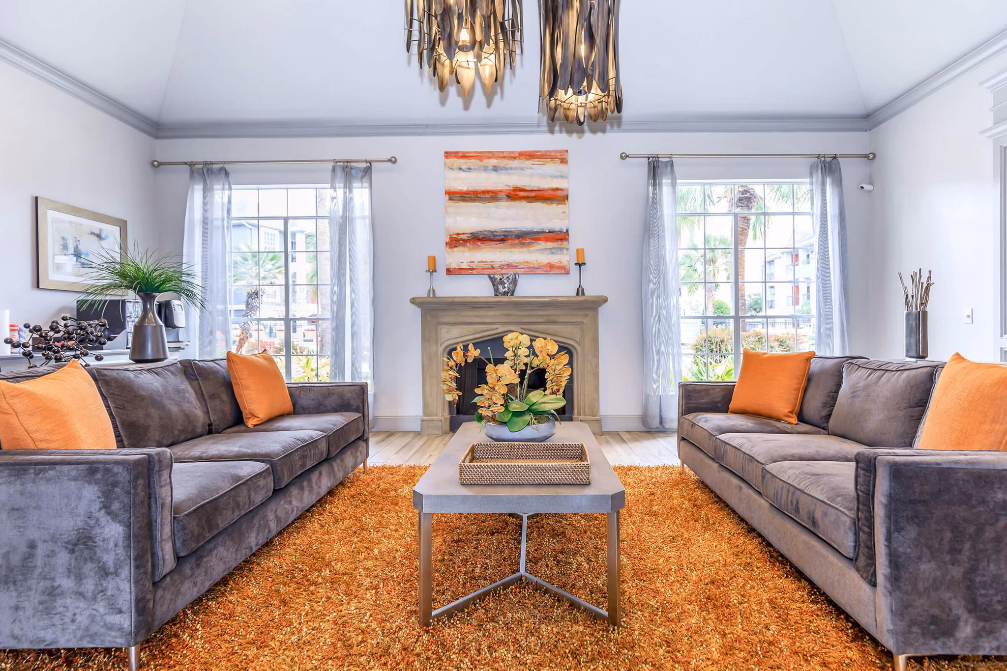Clubhouse with modern design and amenities at City Park in The Heights Apartments