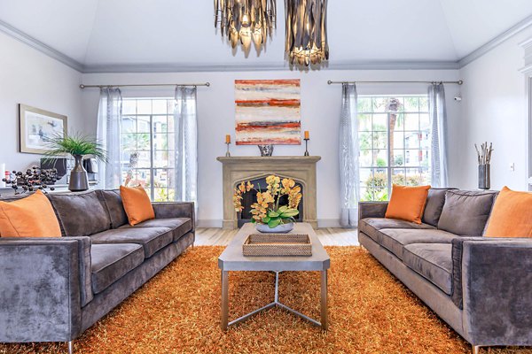 Clubhouse with modern design and amenities at City Park in The Heights Apartments