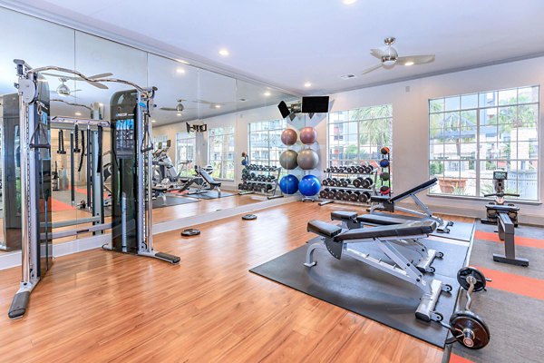 fitness center at City Park in The Heights Apartments