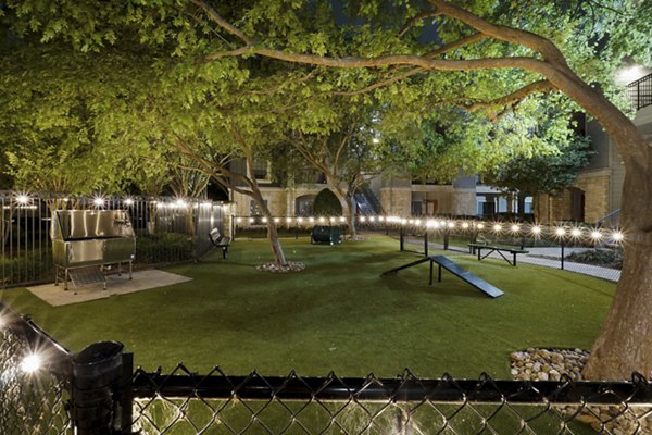Spacious dog park with agility equipment at The Heights Apartments' City Park, an ideal spot for pet-friendly living