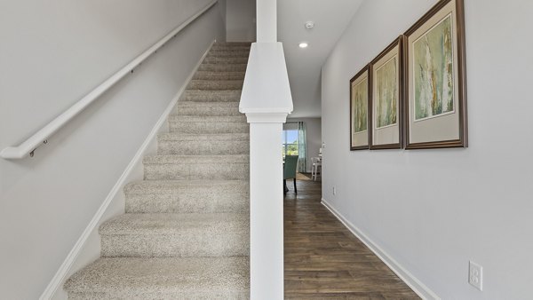 Modern hallway with sleek design in Rosemary Glen Apartments