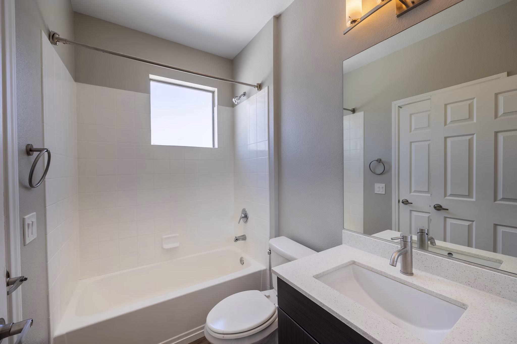 Modern bathroom with sleek fixtures at Cyan at Green Valley Apartments