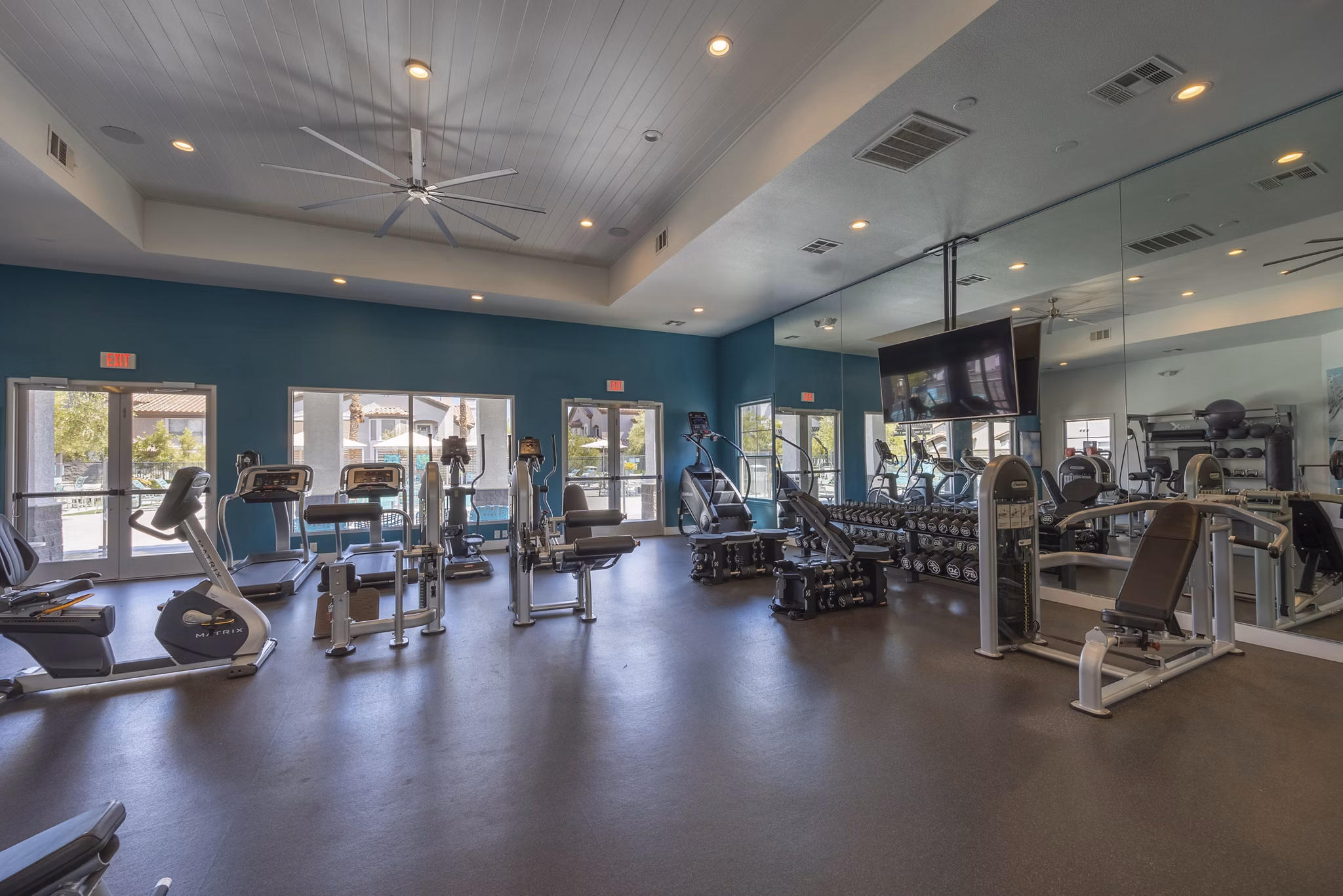 State-of-the-art fitness center with modern equipment at Cyan at Green Valley Apartments