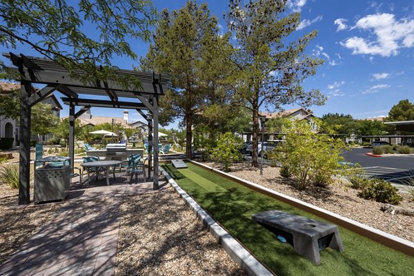 Relaxing courtyard with landscaped gardens at Milano Apartments