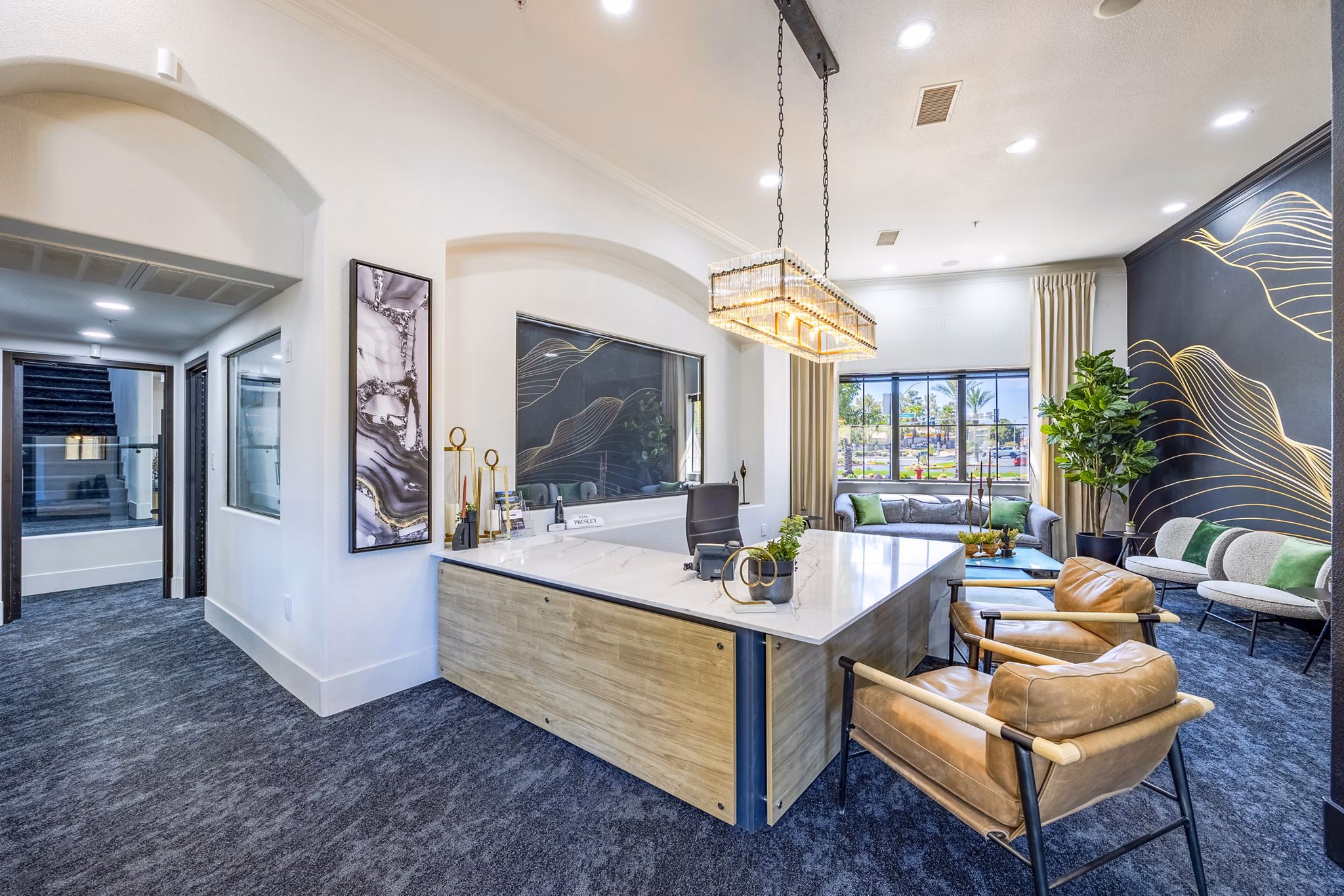 The Presley at Whitney Ranch: Modern clubhouse with leisure spaces