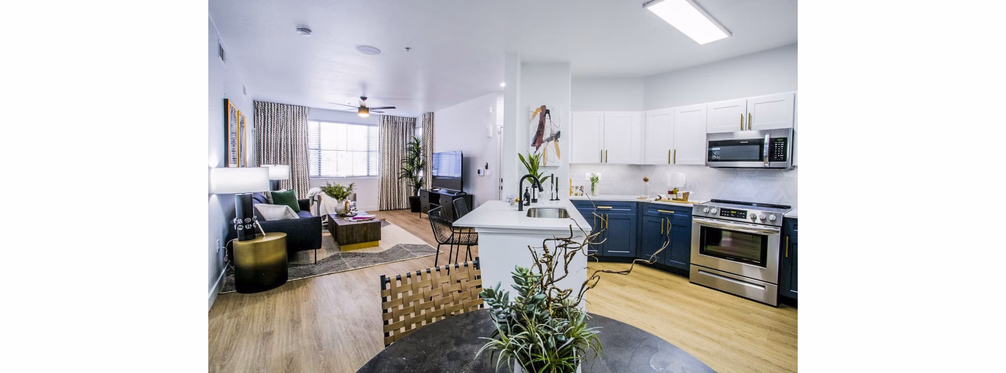 Modern kitchen with stainless steel appliances at The Presley at Whitney Ranch Homes