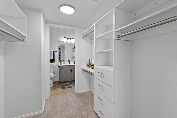 Closet with ample storage space in Townhomes at Horizon Ridge Apartments