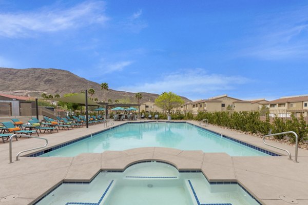Rooftop pool with mountain views at Townhomes at Horizon Ridge Apartments