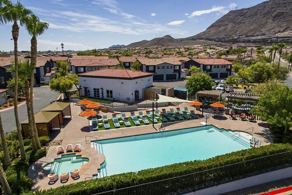 Charming view at Townhomes at Horizon Ridge Apartments: Luxury townhomes with landscaped gardens in a serene Henderson community