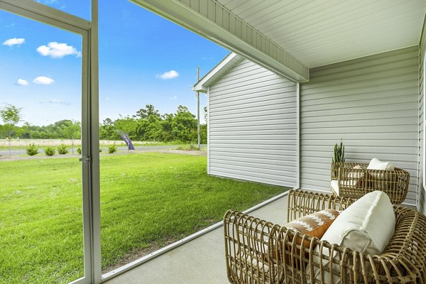 patio at River Rock at Blume Road Apartments