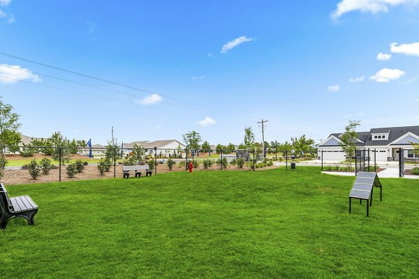 Dog-friendly outdoor space featuring a dog park at River Rock at Blume Road Apartment Homes
