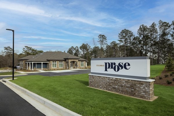 Prose Columbus: Modern signage at luxury apartments in Columbus
