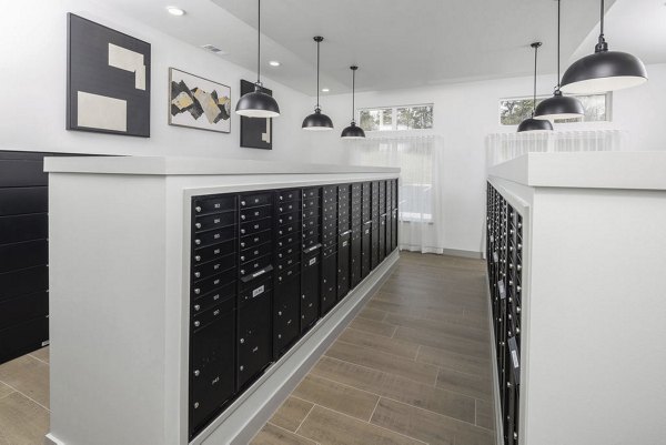 Mail room offering secure package lockers at Prose Columbus Apartments