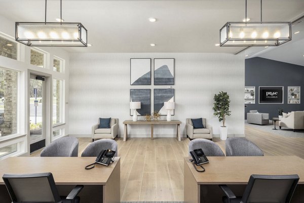 Clubhouse with modern design elements at Prose Columbus Apartments, offering luxury amenities and community spaces for residents