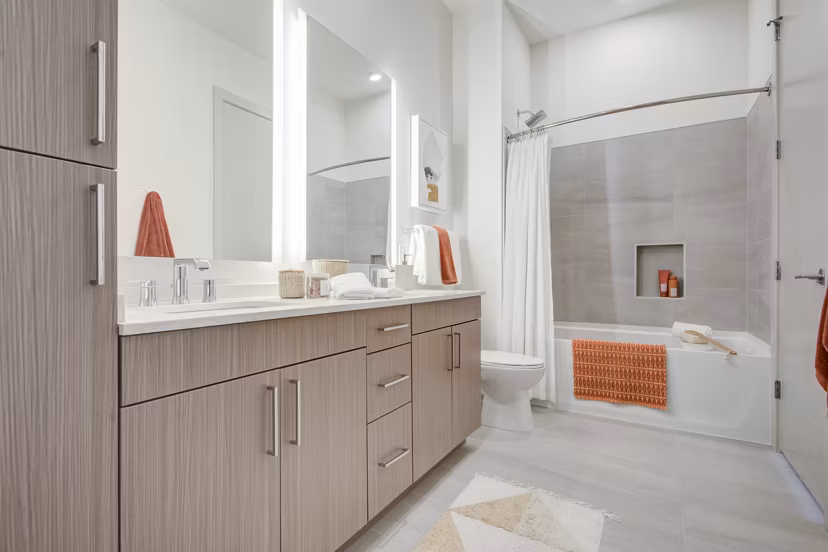 bathroom at The District Apartments