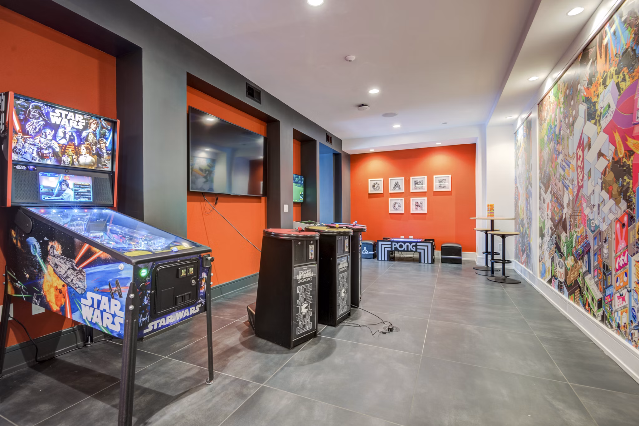 game room at The District Apartments