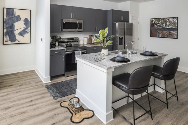 Modern kitchen with stainless steel appliances at Prose LaGrange Apartments