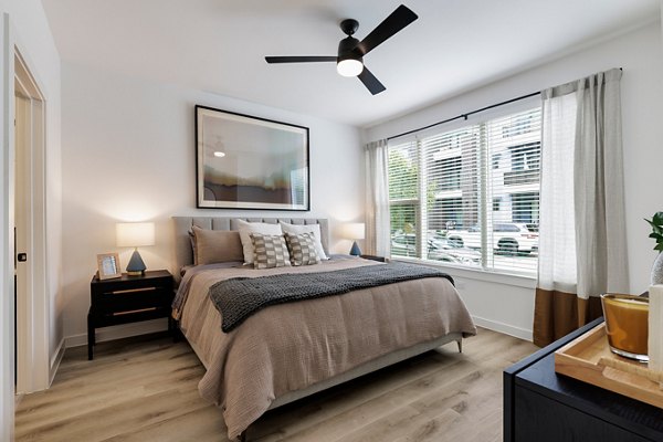 bedroom closet at Rivette Tower Apartments