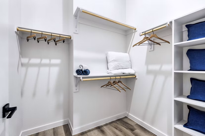 bedroom closet at Rivette Tower Apartments