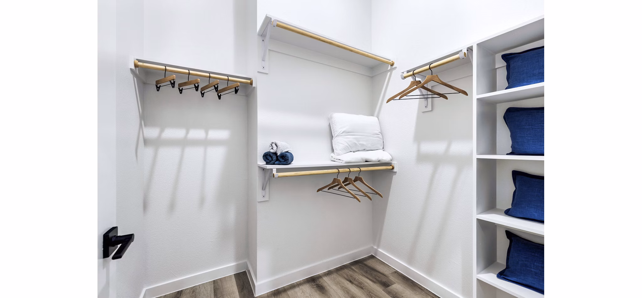 bedroom closet at Rivette Tower Apartments