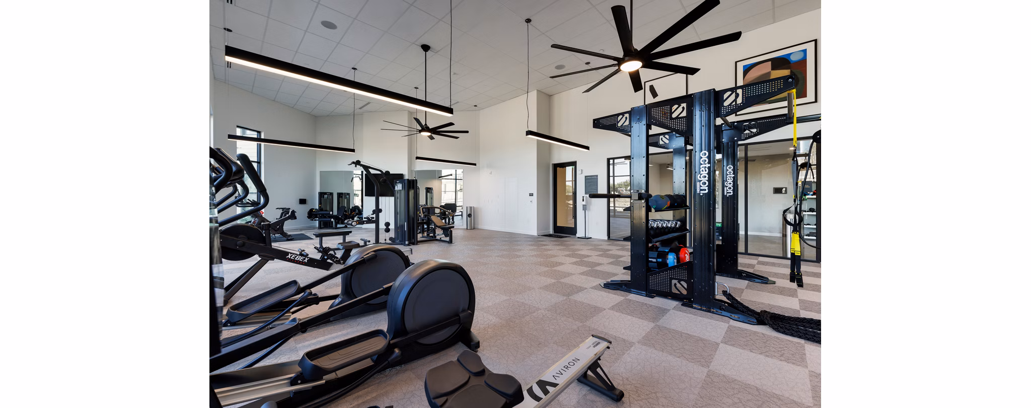 fitness center at Rivette Tower Apartments 