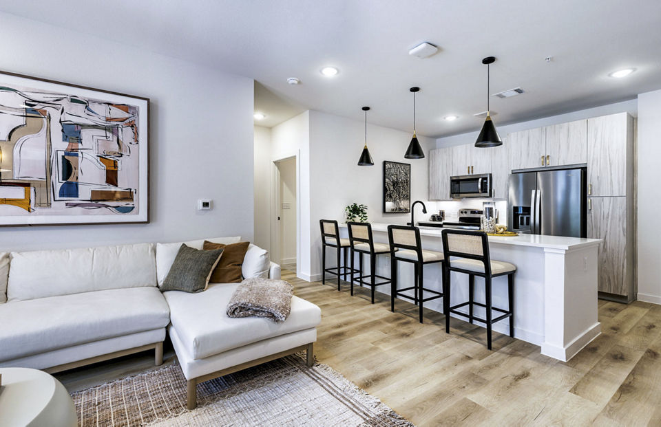living room at Rivette Tower Apartments