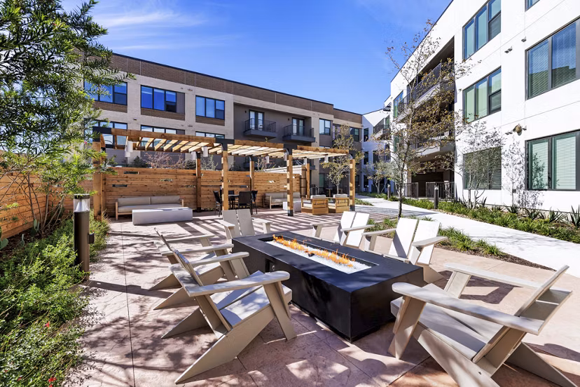 fire pit/patio at Rivette Tower Apartments