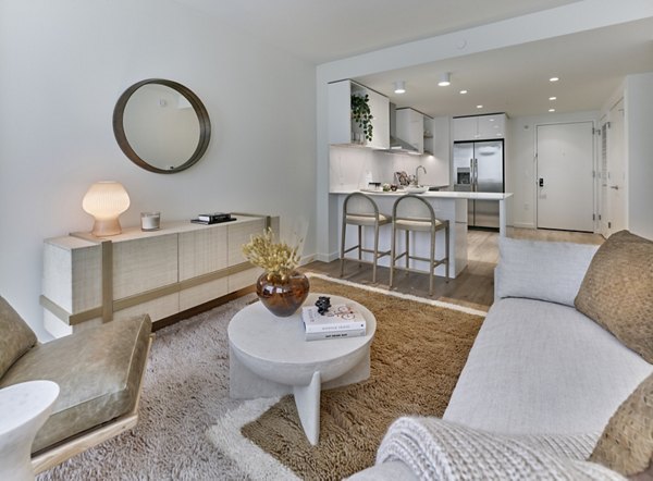 living room at Hoboken Point Apartments