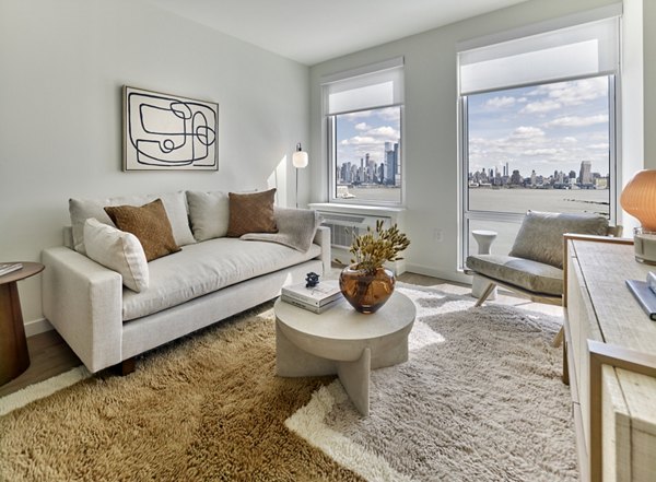 living room at Hoboken Point Apartments