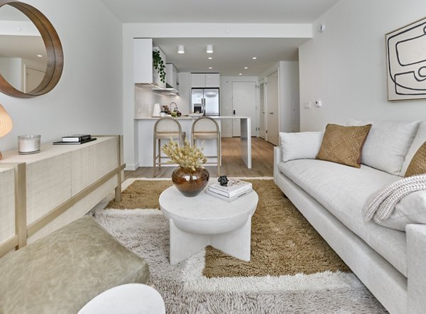 living room at Hoboken Point Apartments