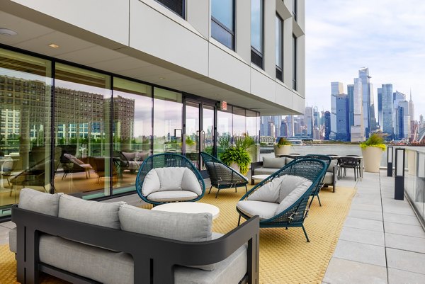 fire pit/patio at Hoboken Point Apartments