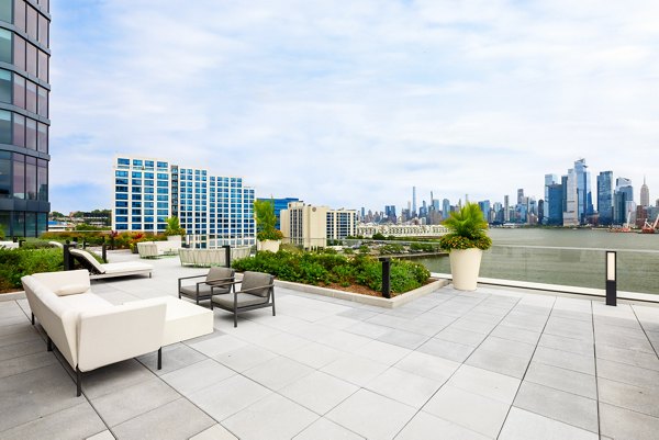 fire pit/patio at Hoboken Point Apartments