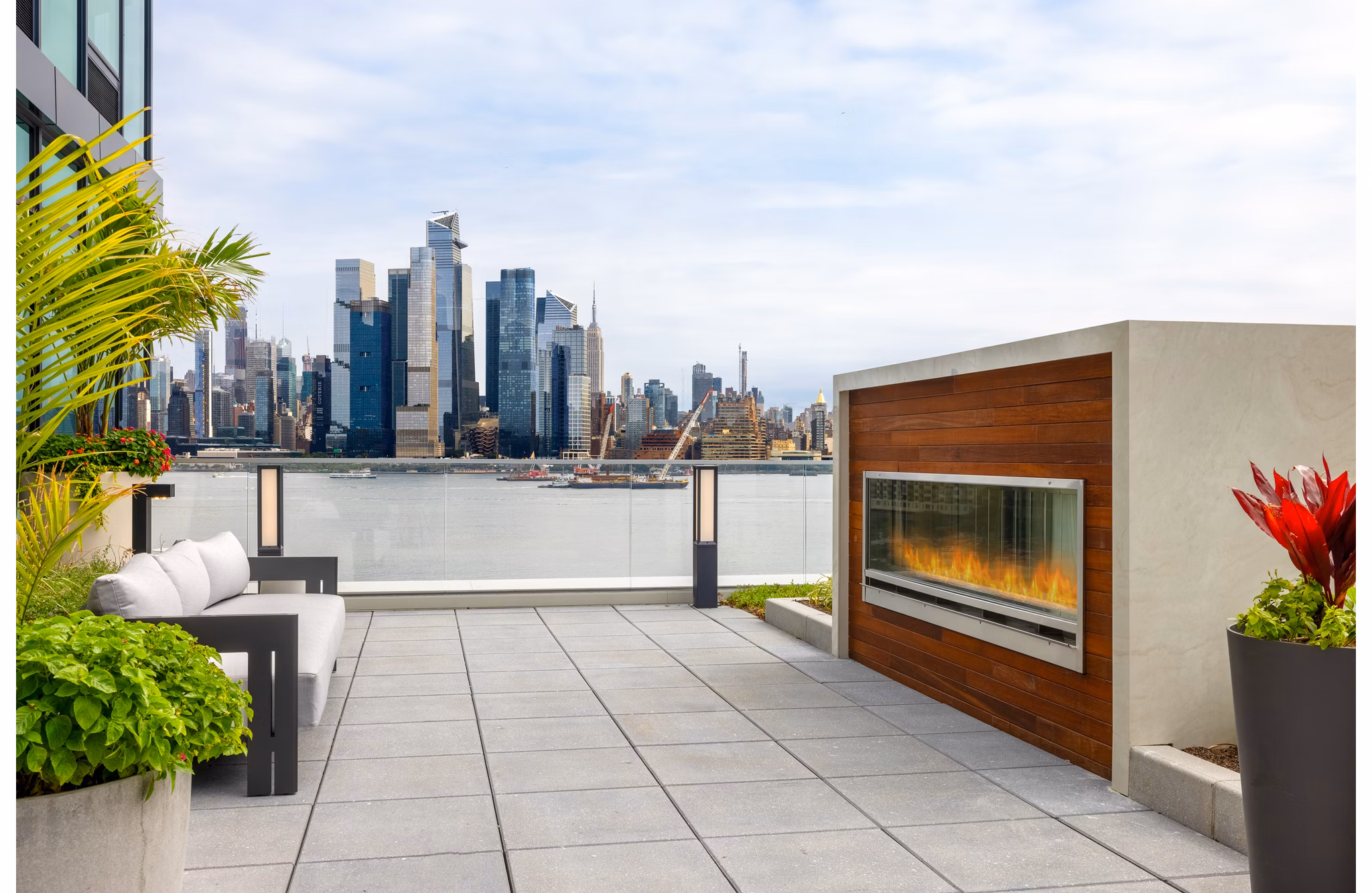 fire pit at Hoboken Point Apartments