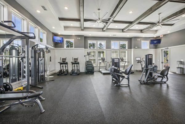 Fitness center equipped with state-of-the-art gym equipment at Advenir at Mallory Lake Apartments