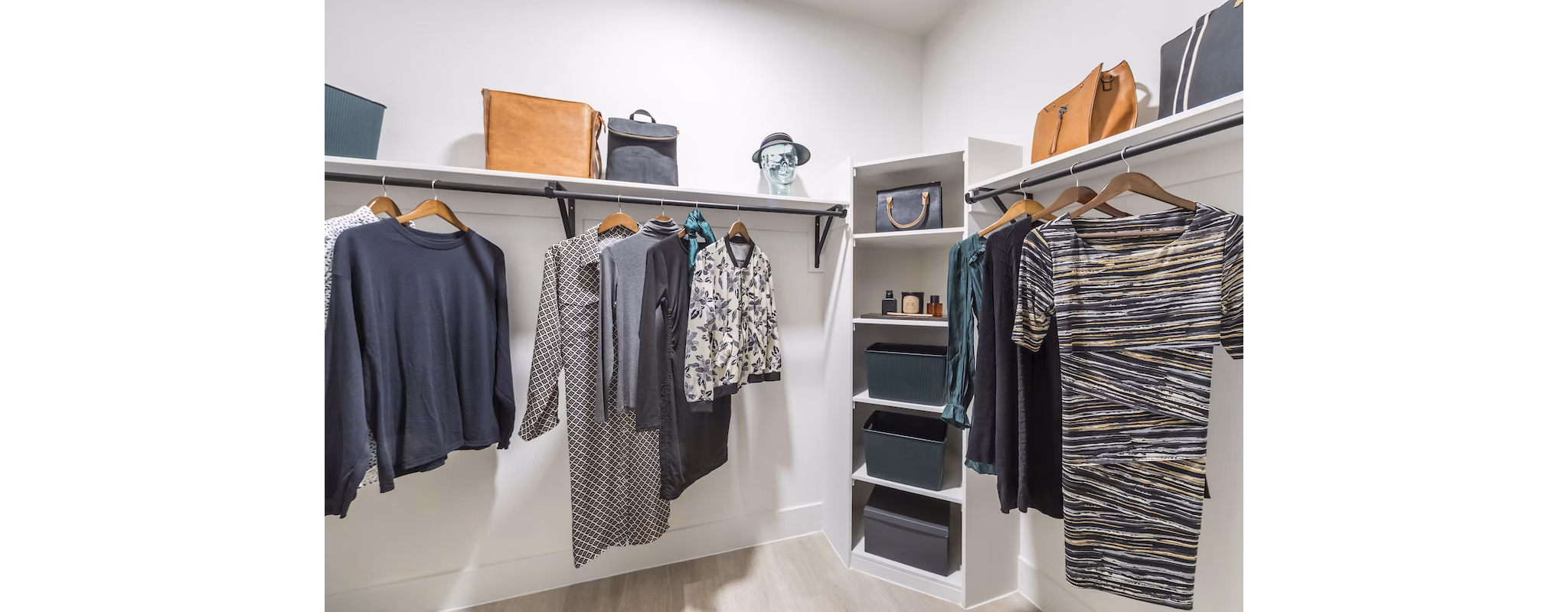 Walk-in closet with ample storage space at Marlowe Centennial Hills Apartments