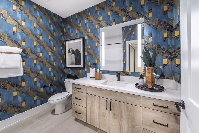 Modern kitchen with stainless steel appliances in Marlowe Centennial Hills Apartments