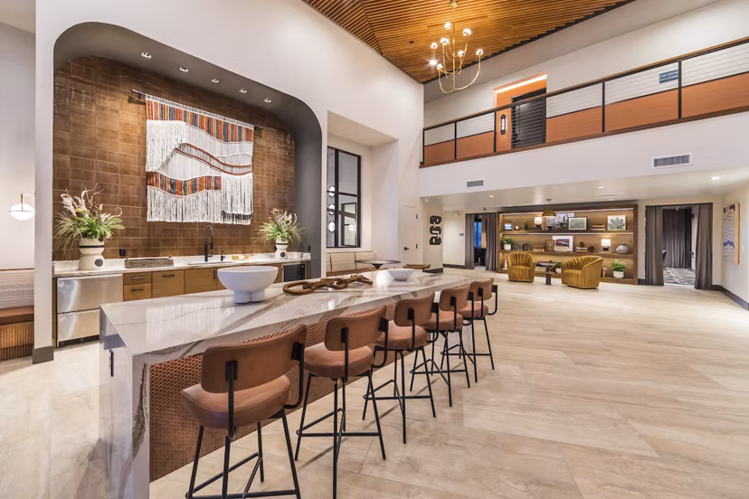 Clubhouse at Marlowe Centennial Hills: Luxury entertainment space with modern design and upscale amenities in Las Vegas apartments