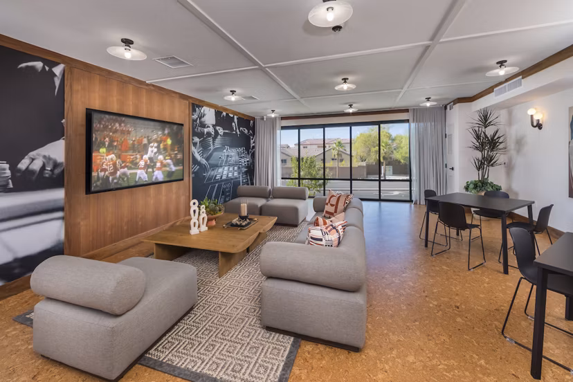 Luxurious clubhouse with modern decor at Marlowe Centennial Hills Apartments Ideal for relaxing and socializing in a stylish setting