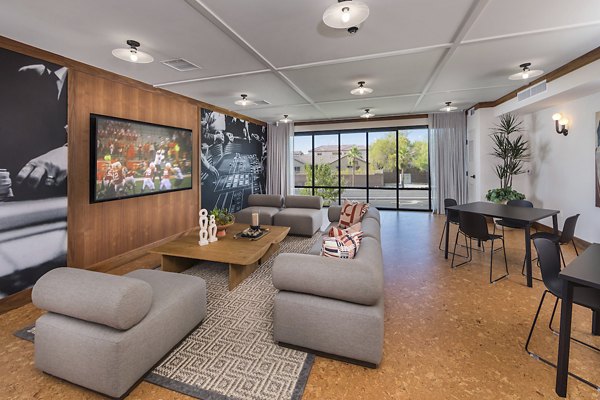 Luxurious clubhouse with modern decor at Marlowe Centennial Hills Apartments Ideal for relaxing and socializing in a stylish setting