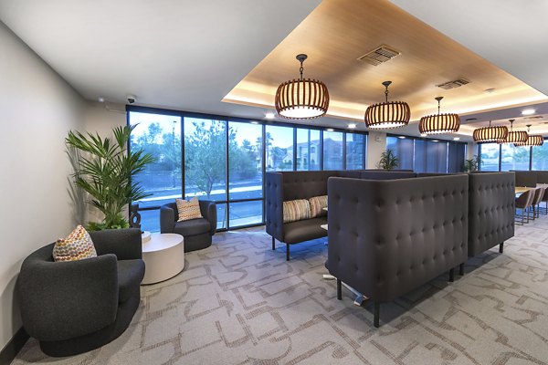 Lobby featuring elegant seating and modern decor at Marlowe Centennial Hills Apartments