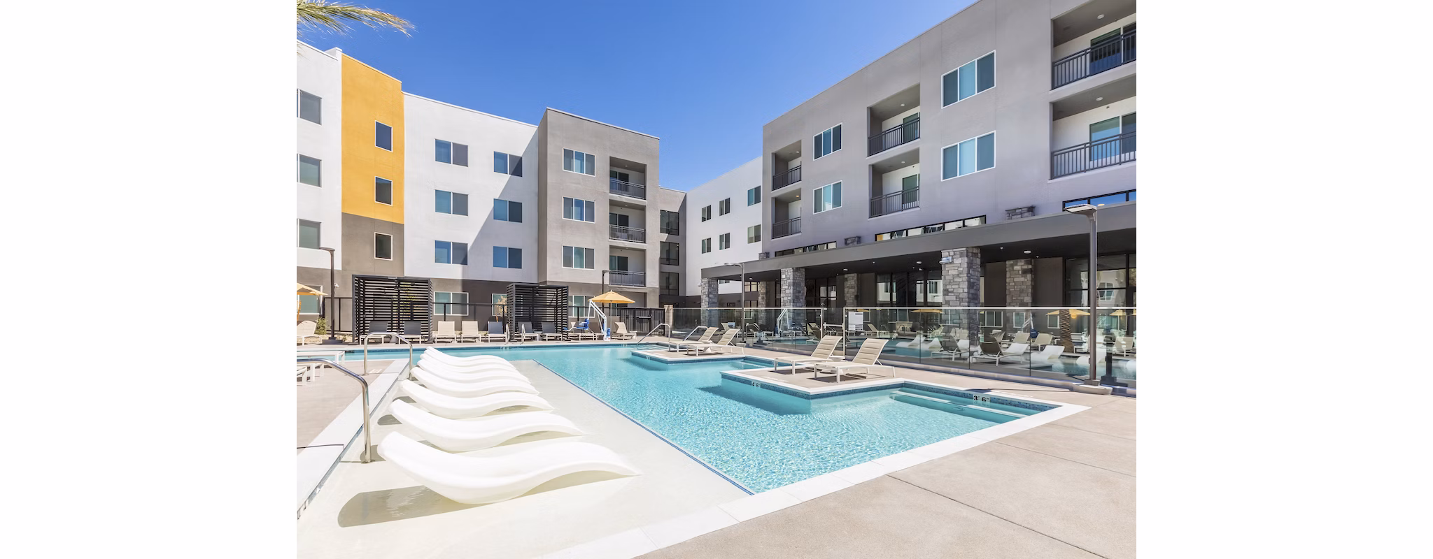 Resort-style pool at Marlowe Centennial Hills Apartments offering luxury relaxation and modern amenities