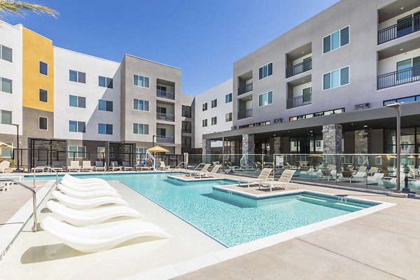 Resort-style pool at Marlowe Centennial Hills Apartments offering luxury relaxation and modern amenities