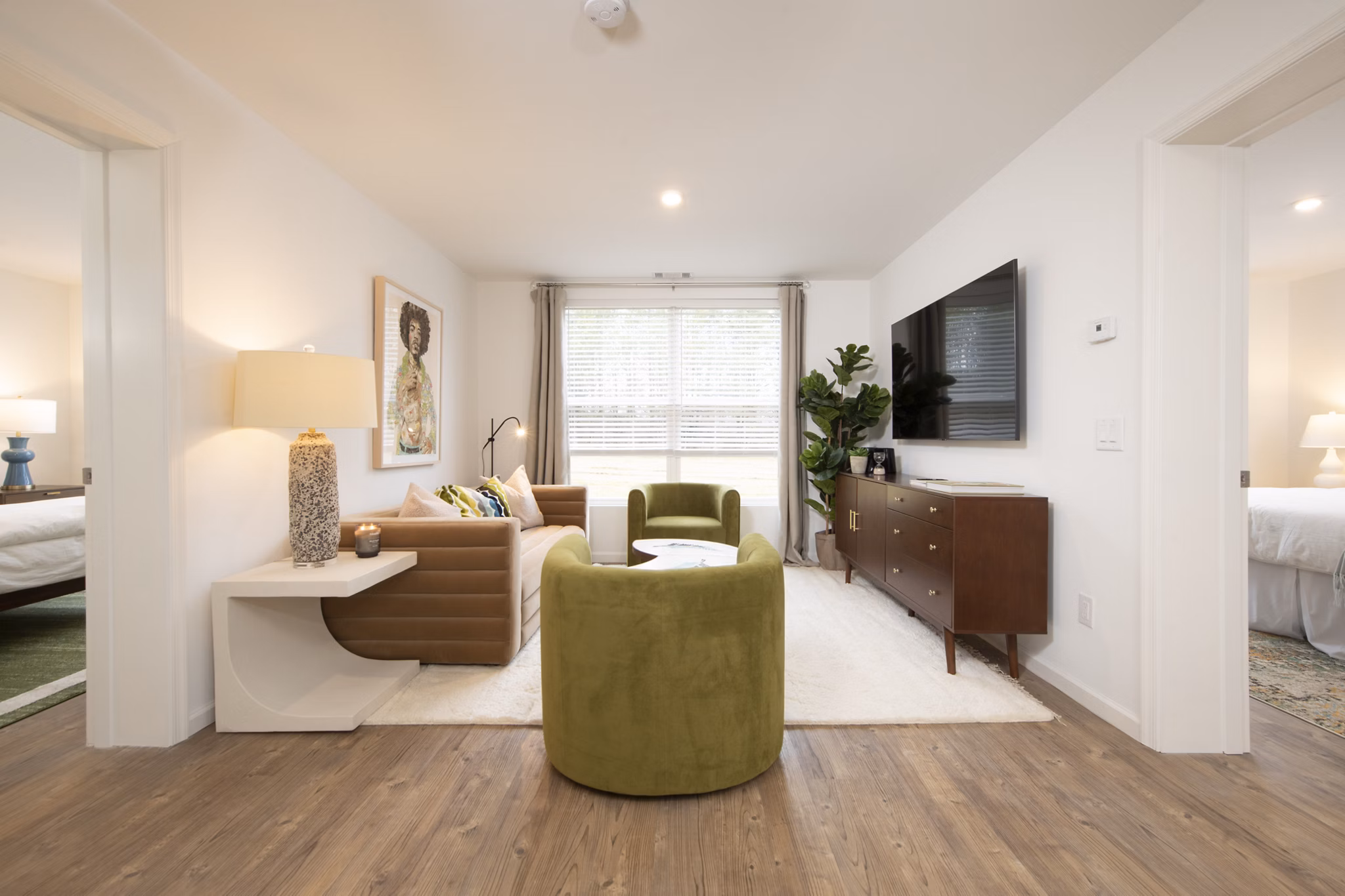 Modern living room with stylish decor at Ltd Findlay Apartments
