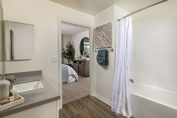 bathroom at Delhaven Pointe Apartments