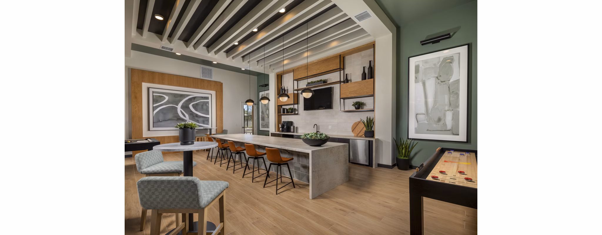 Spacious clubhouse with modern design at Delhaven Pointe Apartments