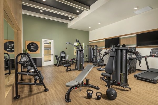 fitness center at Delhaven Pointe Apartments