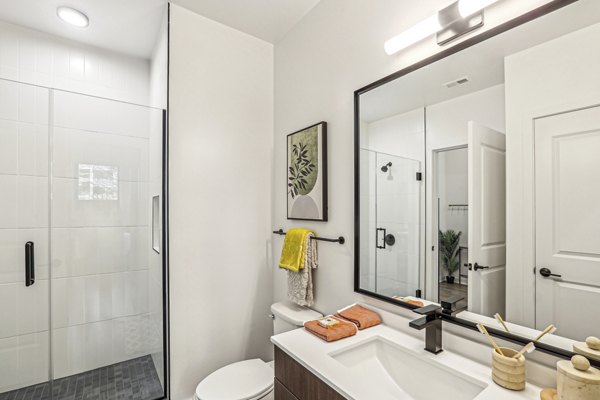 bathroom at The Iris Apartments 