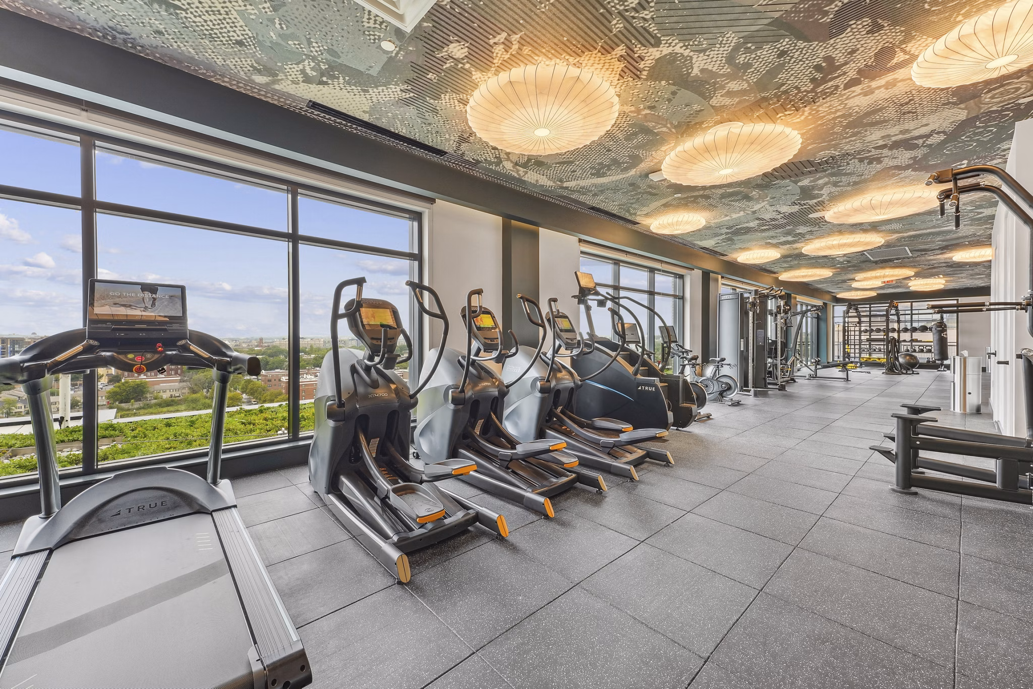 fitness center at The Iris Apartments 