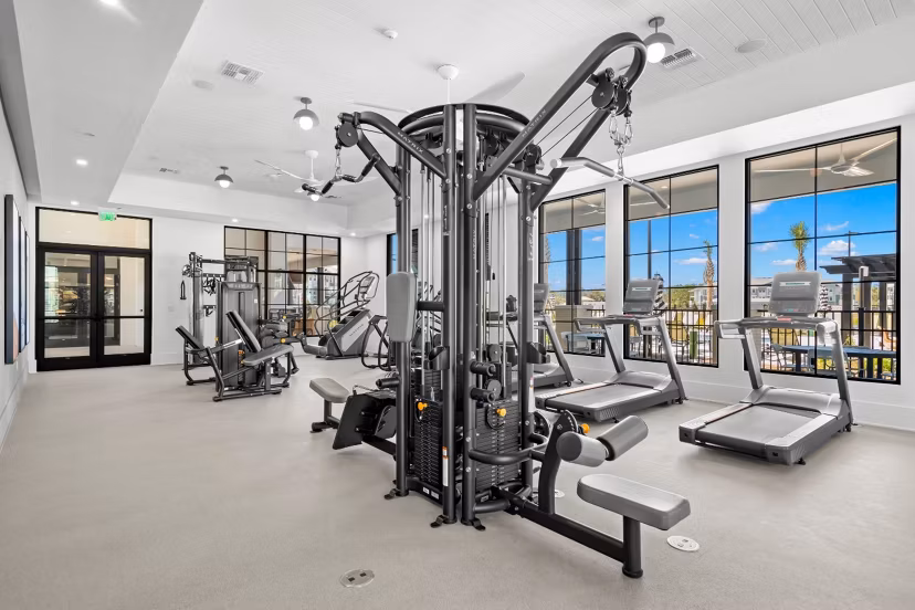 fitness center at Marlowe Live Oak Apartments 