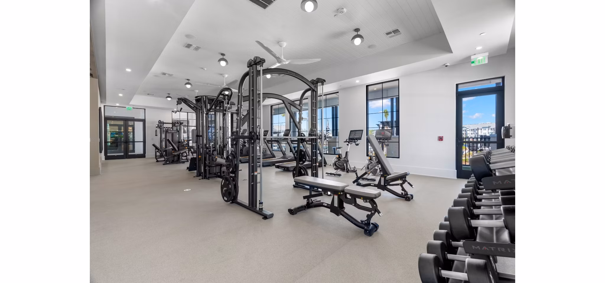 fitness center at Marlowe Live Oak Apartments 